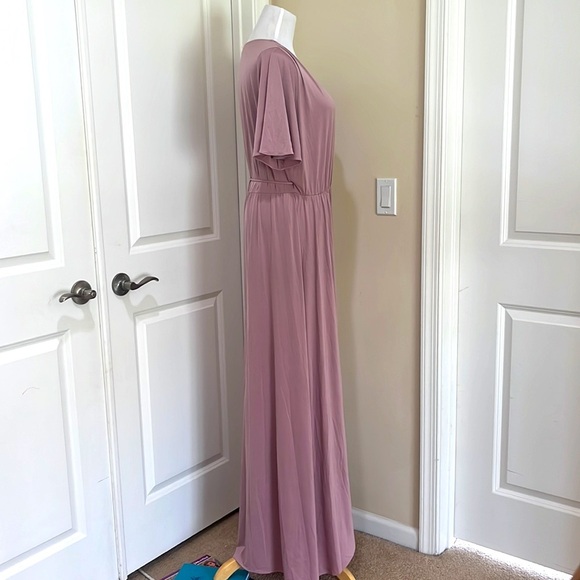 Anthropologie Twobirds Bridesmaid V Neck Maeve Flowy Maxi Wrap Dress Medium - Picture 4 of 9